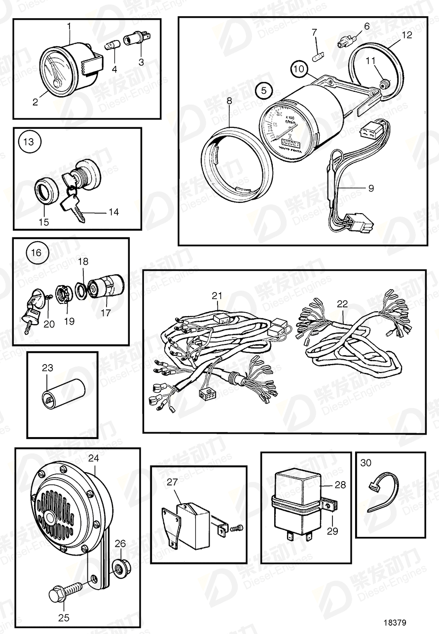 volvo penta Tachometer kit 873995 Drawing volvo penta Tachometer kit 873995 Drawing